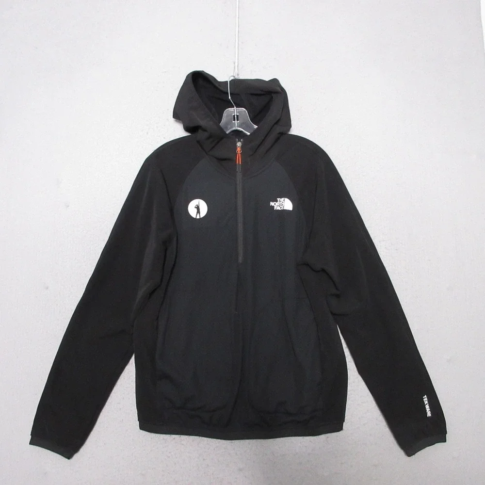 The North Face Hoodie Men Medium Tekware Fleece Quarter Zip Black Gorpcore Logo